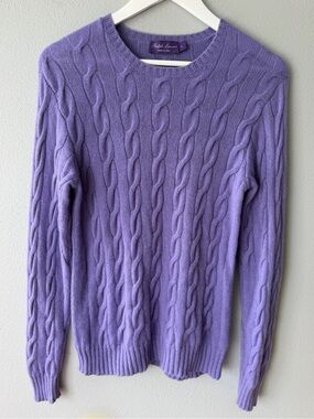 Ralph Lauren Purple Label purple cable knit 100% cashmere sweater Women’s sz S